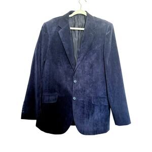 Martin Gordon Navy Blue Corduroy Blazer Mens Size M Two Button Dark Academia